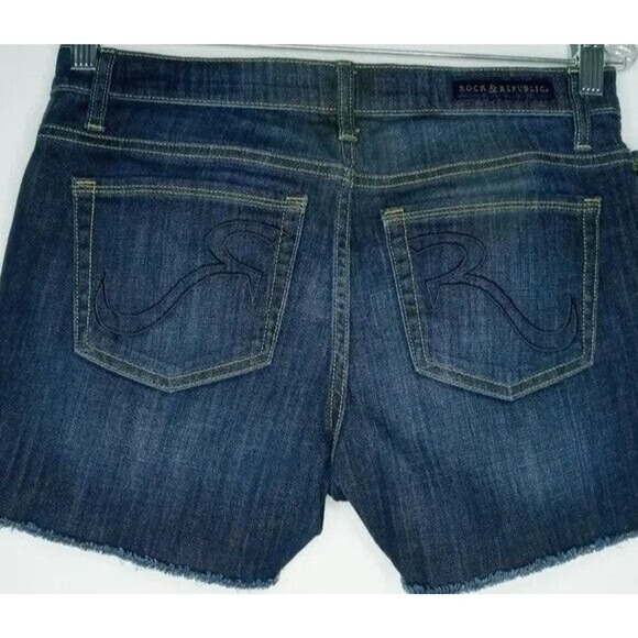 Rock & Republic Dark Wash Hula Denim Shorts - 8 - Picture 3 of 6
